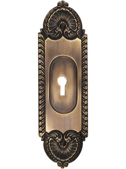 Alternate View of Stanwich Pocket Door Pull With Keyhole in Antique-By-Hand Finish.