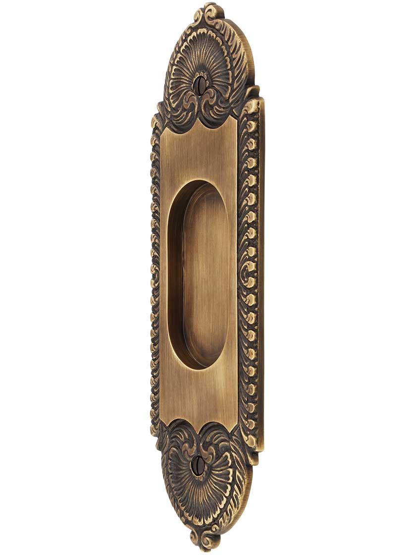 Alternate ViewPNG of Stanwich Pattern Pocket Door Pull In Antique-By-Hand Finish.