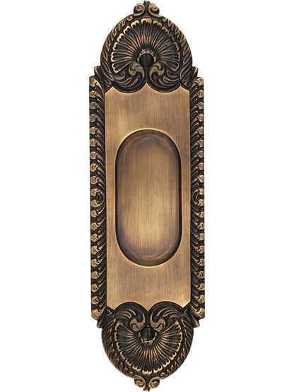 Alternate View of Stanwich Pattern Pocket Door Pull In Antique-By-Hand Finish.