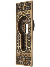 Windsor Pattern Pocket Door Pull with Keyhole In Antique-By-Hand Finish.