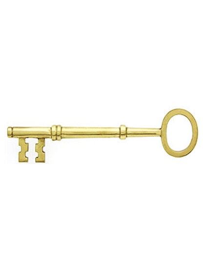5 inch Solid Brass Rim Lock Key With Fancy Notched Bit.