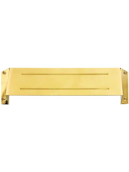 Alternate View of Solid Brass Mail Slot Hood For Open Back Plates.