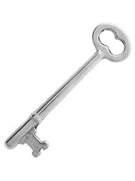 3 1/8" Polished Iron Skeleton Door Key With Triple Notched Bit