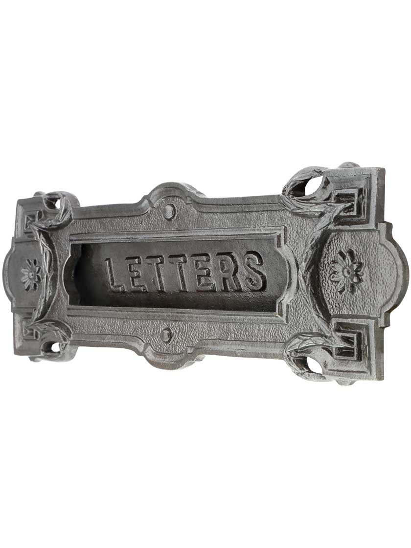 Cast Iron Neo-Classical Letter Slot With Vintage Iron Finish