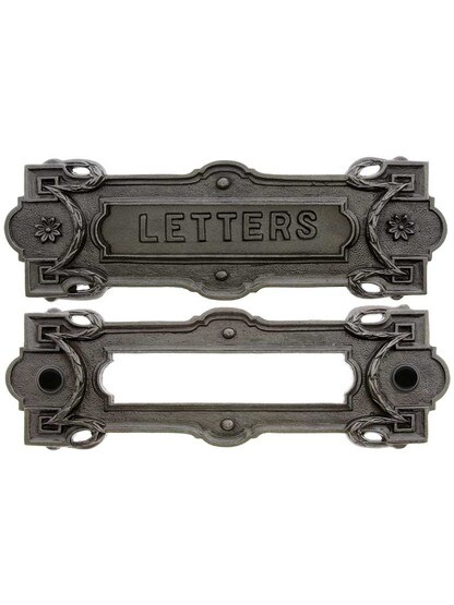 Alternate View of Cast Iron Neo-Classical Letter Slot With Vintage Iron Finish
