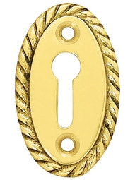 Rope Pattern Brass Keyhole Cover - 1 7/8 x 1 1/8 inch.