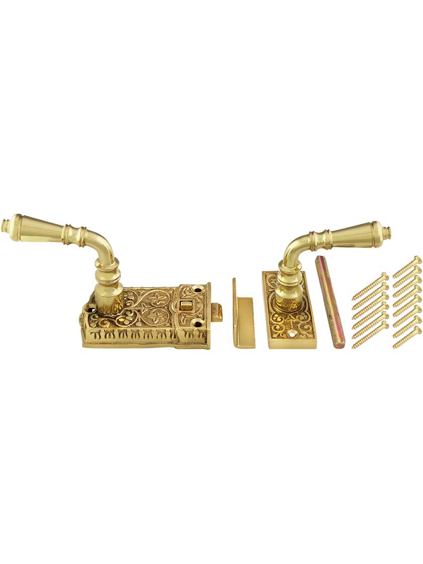 Ornate Cast Brass Screen Door Latch Set House of Antique Hardware