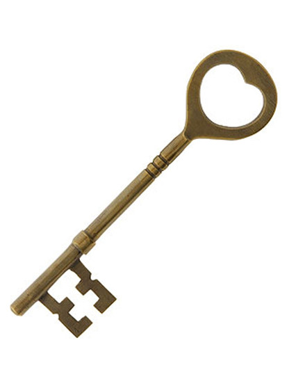 Victorian Skeleton Key With Fancy Notched Bit In Antique by Hand