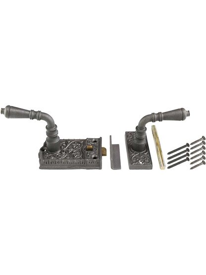 Alternate View 2 of Ornate Cast Iron Screen Door Latch Set.