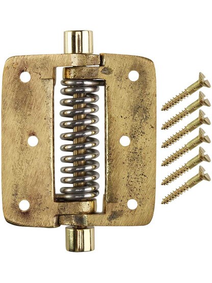 Alternate View 3 of Plain Solid Brass Screen Door Hinge With Button Tips.