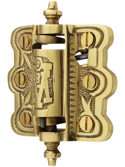Alternate View of Decorative Cast Brass Screen Door Hinge With Acorn Finials