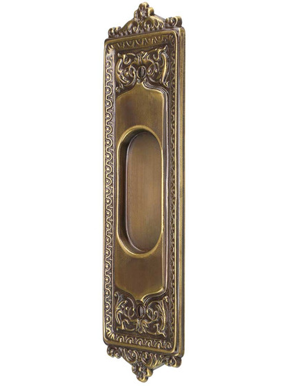 Alternate ViewPNG of Egg and Dart Pocket Door Pull In Antique-By-Hand Finish.
