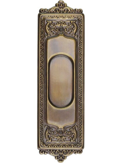 Alternate View of Egg and Dart Pocket Door Pull In Antique-By-Hand Finish.