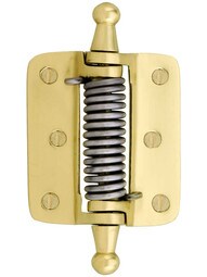 Plain Brass Screen Door Hinge With Cone & Ball Finials