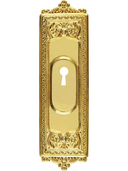 Alternate View of Egg and Dart Solid-Brass Pocket Door Pull With Keyhole.