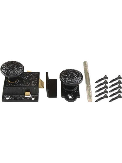 Alternate View 2 of Decorative Cast Iron Screen Door Latch Set.