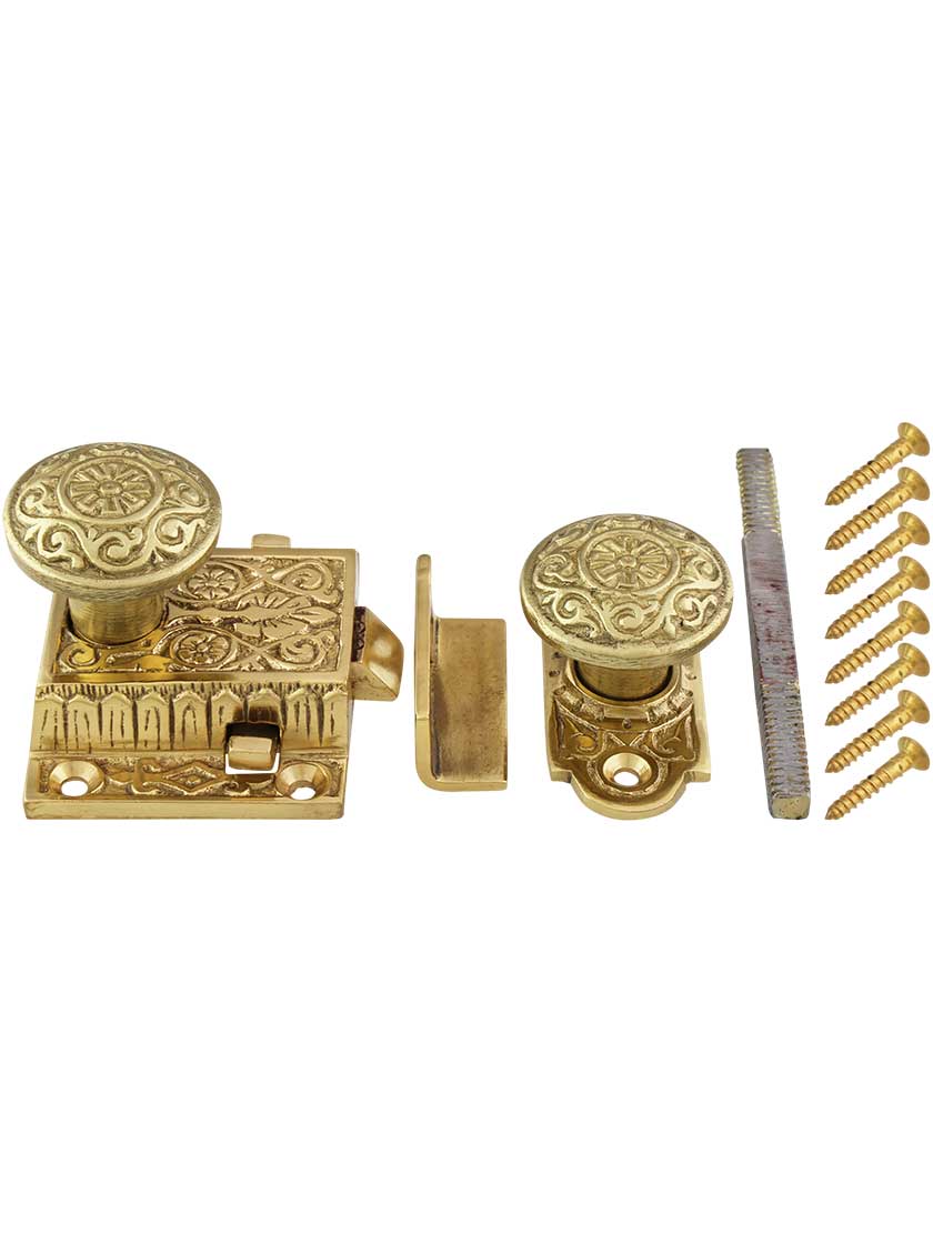Decorative Cast Brass Screen Door Latch Set House of Antique Hardware