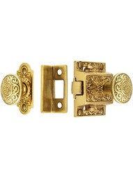 Decorative Cast Brass Screen Door Latch Set