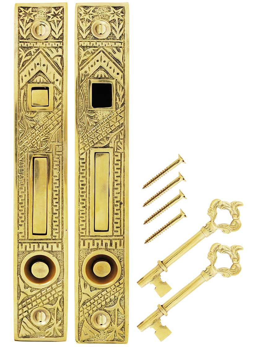 Oriental Bit-Key Double Pocket-Door Mortise Lock