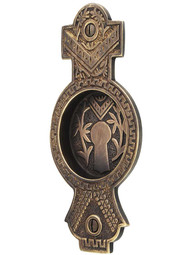 Oriental Pocket Door Pull without Keyhole in Antique-By-Hand.