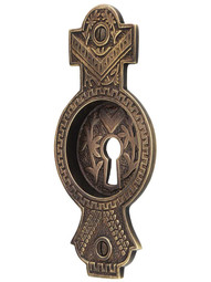 Oriental Pocket Door Pull with Keyhole in Antique-By-Hand.