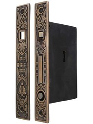 Hummingbird Bit-Key Single Pocket-Door Mortise Lock in Antique-by-Hand