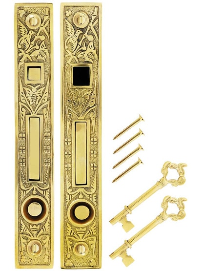 Alternate View of Hummingbird Bit-Key Double Pocket-Door Mortise Lock.