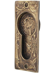 Broken Leaf Pocket-Door Pull without Keyhole in Antique-by-Hand