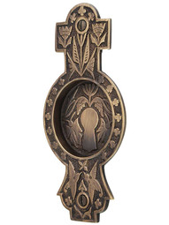 Hummingbird Pocket-Door Pull without Keyhole in Antique-by-Hand