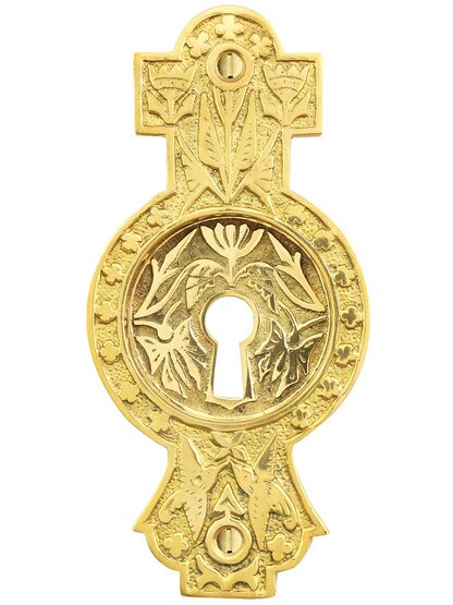Alternate View of Hummingbird Pocket-Door Pull with Keyhole.