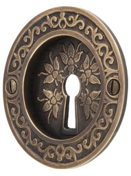 Bee Design Pocket-Door Pull with Keyhole in Antique-by-Hand