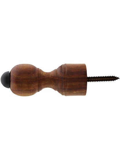 Alternate View of 3 7/16 inch Dark Brown Wood Doorstop With Black And White Tips.