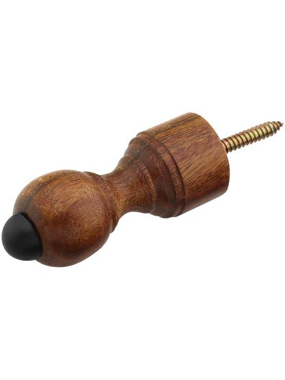 Alternate View 2 of 3 7/16 inch Dark Brown Wood Doorstop With Black And White Tips.