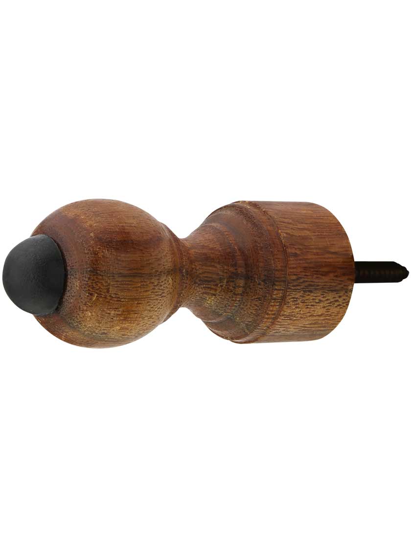Alternate View 3 of 3 7/16 inch Dark Brown Wood Doorstop With Black And White Tips.