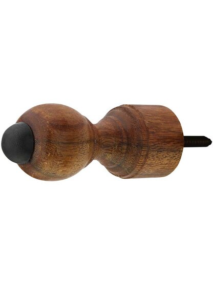 Alternate View 3 of 3 7/16 inch Dark Brown Wood Doorstop With Black And White Tips.