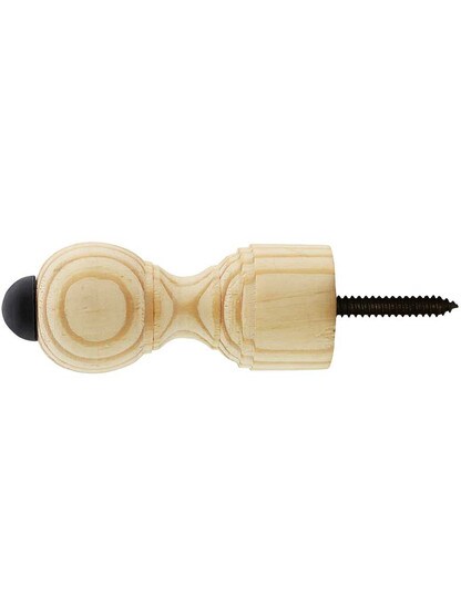 Alternate View of 3 7/16 inch Unfinished Hard Wood Doorstop With Black And White Tips.