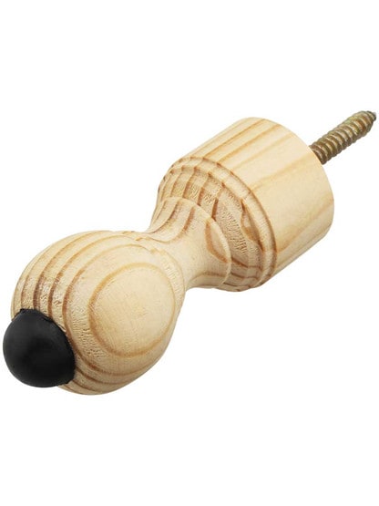 Alternate View 2 of 3 7/16 inch Unfinished Hard Wood Doorstop With Black And White Tips.