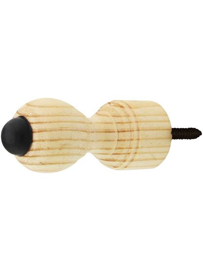 Alternate View 3 of 3 7/16 inch Unfinished Hard Wood Doorstop With Black And White Tips.