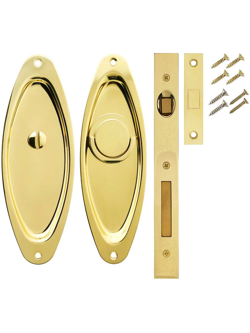 Moreland Privacy Pocket Door Mortise Lock Set With Oval Pulls House