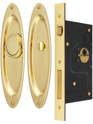 Moreland Privacy Pocket Door Mortise Lock Set With Oval Pulls