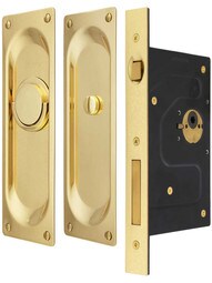 French Brass Pocket Door Lock Large 4-1/2 Bathroom Privacy Lock Hardware