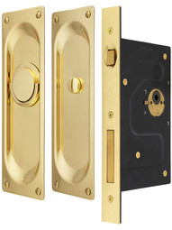 Bryn Mawr Pocket Door Mortise Lock Set With Rectangular Pulls.