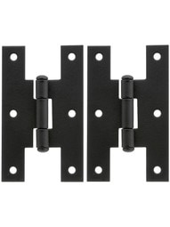 Pair of Forged Iron "H" Style Cabinet Hinges - 3" H x 1 3/4" W