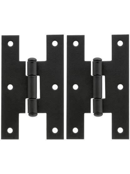 Pair of Forged Iron H Style Cabinet Hinges - 3 inch H x 1 3/4 inch W