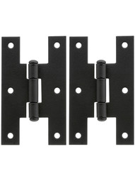 Pair of Forged Iron H Style Cabinet Hinges - 3 inch H x 1 3/4 inch W