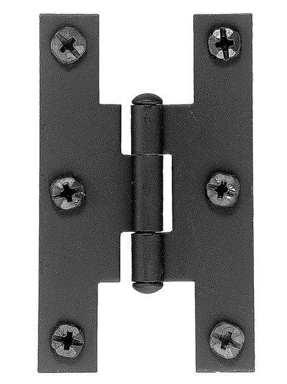 Alternate View of Pair of Forged Iron H Style Cabinet Hinges - 3 inch H x 1 3/4 inch W