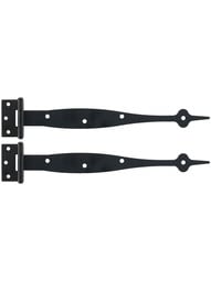 Pair of 9" Smooth Iron Flush Mount Spear Strap Hinges