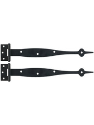 Pair of 9" Smooth Iron Flush Mount Spear Strap Hinges