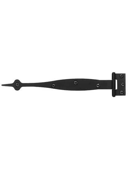 Alternate View of Pair of 9 inch Smooth Iron 3/8 inch Offset Spear Strap Hinges.