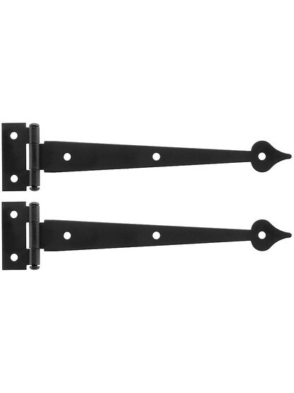Pair of 6 1/2 inch Smooth Iron Flush Mount Heart Strap Hinges.